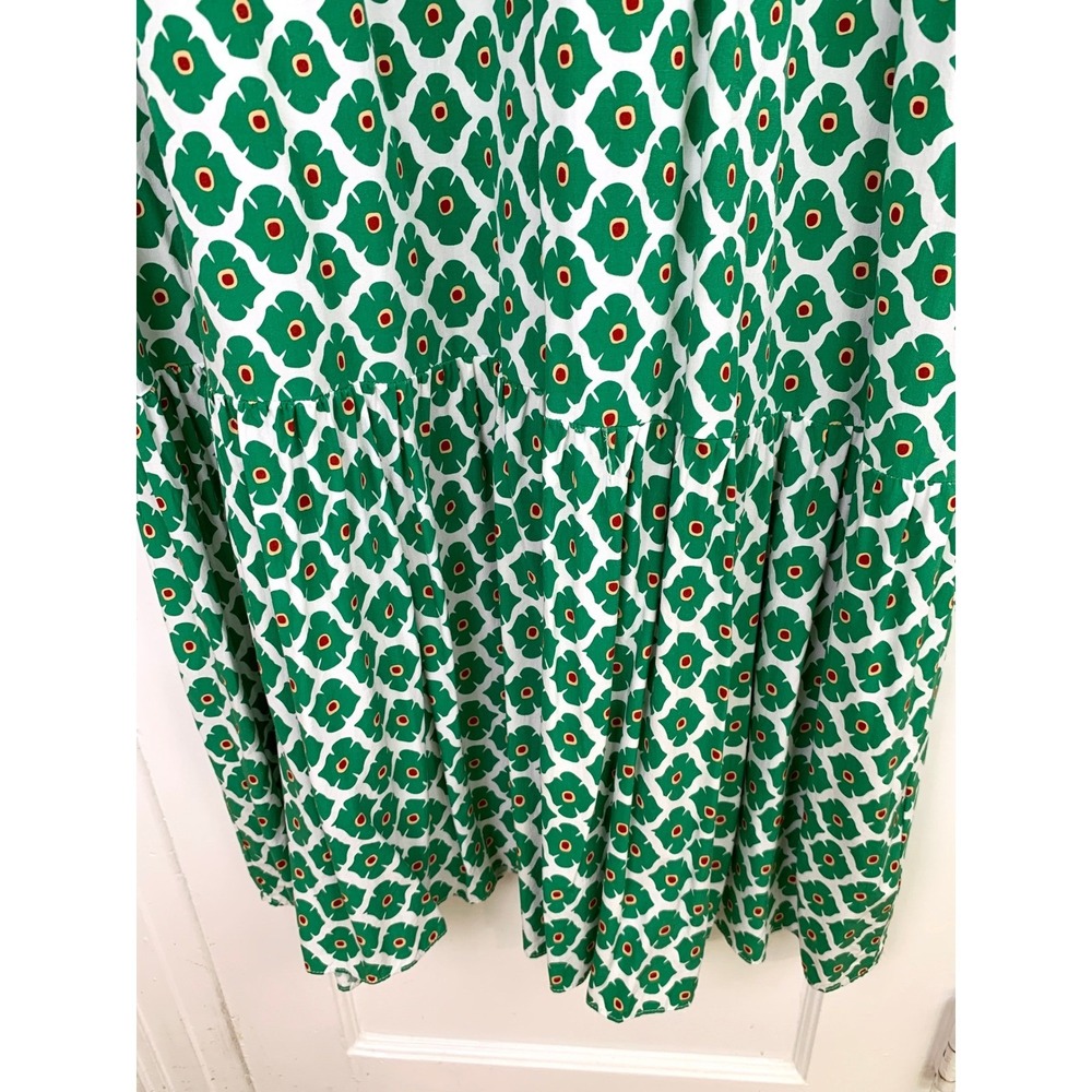 Anrabess Green Floral Puff Sleeve Maxi Shirt Dress XL Cottagecore Summer Resort - Picture 10 of 15